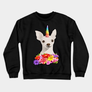 Cute Unicorn Puppy With Colorful Flowers Crewneck Sweatshirt